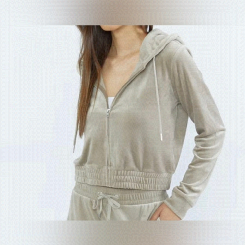 37 - Urban Planet Velour Crop Zip Hoodie
